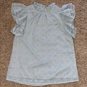 SHEIN Soft Blue Ruffle Detail Top